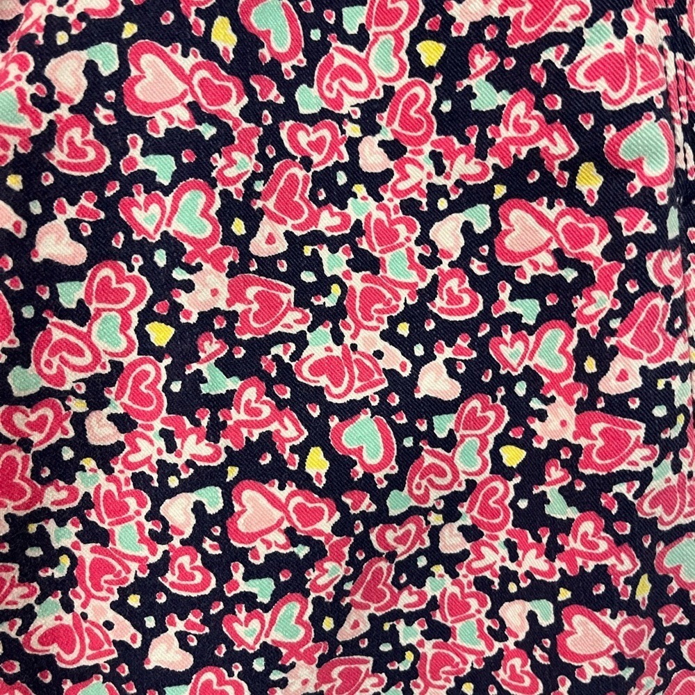 Lilly‎ Pulitzer Worth Skinny Mini Pants Pink Navy Heart Print Size 6 Ankle Crop - Picture 2 of 10